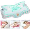Elviros Cuscino in Memory Foam Ortopedico Cervicale per Dolore al Collo Cuscino Ergonomico per Dolore alla Spalla Cuscino di Sostegno del Collo, Blu,64 x 12.5/10.5 x 38 cm