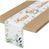 BEKOIUP Runner da tavola 80° compleanno verde, Happy 80 Birthday Runner da tavola eucalipto, tovaglia in lino per compleanno, decorazione da tavolo per bambini, ragazze, ragazzi, compleanni, feste,