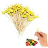 Spldsun 100 Pezzi Stuzzicadenti Cocktail Bastoncini, Stuzzicadenti Cocktail, Rosso bastoncini legno con cuori 12 cm lunghi, per Frutta, Feste, Dessert, Insalata, Cocktail per Decorazioni (Giallo)