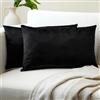 Encasa XO Encasa Homes Set 2 pezzi di coperture ammortizzanti in VELLUTO (30 x 50 cm), Nero- semplici, resistenti, morbide e liscie, lavabili, a grandi quadrati decorativi, cuscino federa per divano, sofa