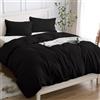 Cotopuro Copripiumino Matrimoniale 100% Cotone 250x200 (2 Federe 50x80), Set Copripiumino in Premium Cotone 150GSM OEKO-TEX, Morbida, Traspirante, Ipoallergenica - Nero