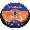 Verbatim 10 DVD-R Matt Silver 4.7GB 16x in campana Spindle - 43523