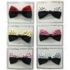 6 FERMAGLI CAPELLI FIOCCO NERO E POIS PINZE MOLLETTE ACCESSORI VINTAGE CM 8,5