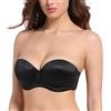 Lemorosy Reggiseno Push Up Senza Spalline Donna con Ferretto Supporto Multiposizione Imbottito (Nero,2A)