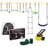 ALPIDEX Ninja Warrior Set Gioco Bambini Slackline Percorso Sospeso Ostacoli Anelli Ginnastica Nodi Corda Altalena Scaletta Accessori, Stil:Max