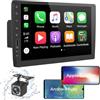 Huuimy 9 Pollici Autoradio 1 Din con CarPlay e Android Auto - Schermo Auto Bluetooth con Mirror Link, Telecamera posteriore, Radio FM/Porta USB/SWC