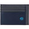 PIQUADRO P16 Porta carte di credito in pelle e tessuto ad uno scomparto