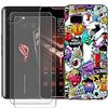 JIENI Cover per Asus ROG Phone ZS600KL Custodia + 2 Pezzi Vetro Temperato Pellicola (6.0), Black Silicone Custodie Protettivo Cartoon Case Morbido TPU Guscio Copertura - Demone Cartoon