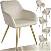 TecTake® Set 6 Sedie Sala da Pranzo Effetto Velluto, Sedie Soggiorno con Morbida Imbottitura, Seduta Ergonomica, Poltrone Velluto Versatili, Sedie Design Moderno- Crema/Oro