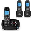 Alcatel XL595 B Voice Trio, telefono senza fili segreteria telefonica con 3 combinatori, grande schermo, audio-boost, funzione blocco chiamate