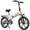 ENGWE P1 Bicicletta elettrica pieghevole, pneumatico 20*3 pollici, motore 250W, batteria 36V 13Ah - Bianco