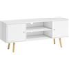 HOMCOM Mobile TV 55" max con 2 Armadietti e 2 Ripiani Aperti, in Legno e Truciolato, 120x34x50 cm, Bianco|Aosom