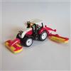 Siku 1672, Trattore Steyr con falciatrice combinata Pöttinger, Metallo,Plastica, Rosso, Giocattolo per bambini