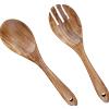 Set 2 Pezzi Servitori di Insalata Cucchiaio Forchetta in Legno