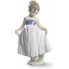 Lladrò LLADRO' "Guarda il mio vestito" Figura Statua Bimba Vestito Blu Porcellana H20cm
