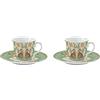 EASY LIFE Jungle Vibes Set 2 Pezzi Tazzine Caffè Espresso con Piattino 80ml Porcellana