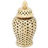 ABHIKA - Vaso Ming Cross Decorazione Ingresso Salone H28cm D16cm Ceramica Oro