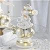 MASCAGNI CASA Decorazione Natalizia Babbo Natale in Resina con Luci LED 13x26cm Bianco Oro