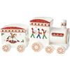 EASY LIFE Polar Express Antipastiera Set Aperitivo Forma Trenino di Natale 25,5x8cm Porcellana Tavola di Natale