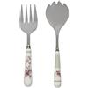 BRANDANI Nonna Rosa Set 2 Posate a Servire 23cm Manico in Porcellana
