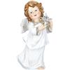 TIMSTOR - Angelo Putto con Stella con LED Decorazione Natalizia 25,5cm Resina Bianco