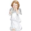 TIMSTOR - Angelo Putto con Sfera con LED Decorazione Natalizia 25,5cm Resina Bianco