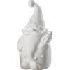 MASCAGNI CASA Babbo Natale con LED Decorazione Natalizia 20cm Ceramica Bianco