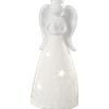 MASCAGNI CASA Angelo di Natale con LED Decorazione Natalizia 24cm Ceramica Bianco