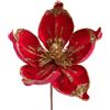 BIANCHI DINO Magnolia Fiore Pick Rosso 15cm Velluto Decorazione Natalizia