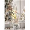 MASCAGNI CASA - Babbo Natale LED Bianco c/ Piume Decorazione Natalizia 31 cm Resina
