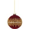 BIZZOTTO Sfera Pallina Albero di Natale in Vetro Luxury Velluto 10cm Rosso Oro