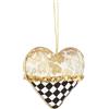 BIZZOTTO - Pendaglio Albero di Natale Scacchi Oro Stoffa 11 cm Bianco Nero