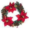 BIZZOTTO - Ghirlanda di Natale Josie Poinsettia Corona Rosso Oro cm 55 PVC