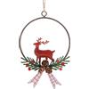 BIANCHI DINO Pendaglio Coroncina con Renna 16cm Rosso Metallo Addobbi di Natale