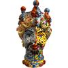 VERUS Sicily Art Testa di Moro Uomo Colorata 40cm Vaso Siciliano Ceramica di Caltagirone