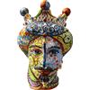 VERUS Sicily Art Testa di Moro Uomo Colorata 40cm Vaso Siciliano Ceramica di Caltagirone