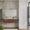 DEGHI Mobile bagno sospeso 120 cm noce windsor con lavabo dx e specchio - Agave