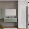 DEGHI Mobile bagno sospeso 120 cm verde street opaco con lavabo sx e specchio - Agave