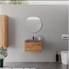 DEGHI Mobile bagno sospeso 60 cm rovere gold con lavabo in resina grigio e specchio - Sleek