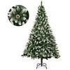 GIGALUMI - Albero di Natale artificiale pieghevole, 180cm, con neve e pigne, decorazione per interni