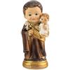 DRW Figura San Jose con bambino Stile infantile in resina dipinta a mano 4x4x10 cm
