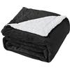Good Nite Coperta in pile Sherpa reversibile, 150 x 200 cm, soffice e calda, per letto domestico e in viaggio (nero, matrimoniale)