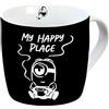 Gedalabels Minions Bellocoffee Happy Place - Tazza in porcellana, 330 ml, colore: Nero