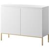 Selsey Comò Armadio a 2 ante 77 x 100 cm su gambe dorate mobile portaoggetti per camera da letto bianco Bemmi, taglia unica