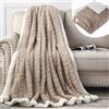 EAQ Plaid Coperta Pile 130x150 cm, Coperta Termica, Coperta Pile Matrimoniale in Morbida e Spessa, Coperta in Pelliccia Sintetica per Divano e Letto (Beige, 130x150CM)