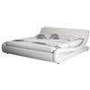MB Muebles Bonitos, Letto Sospeso Matrimoniale 160x200cm Diana, Design Flottante con Illuminazione LED, Struttura in Legno Rivestita in Lino Beige, Rete a Doghe, 2 Porte USB