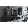 Vladon Set da Soggiorno Movie, Parete attrezzata con 1 Mobile TV, 2 vetrine e 1 scaffale, Nero Opaco/Nero Opaco/Nero Lucido (Totale: 300 x 190 x 39 cm)