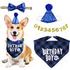 Ehuihuan Cappello per Cani Compleanno, Kit di 13 Cappelli di Festa per Animali Domestici con 1 Bandana, 1 Collare Papillon, 10 Numeri, Berretto Compleanno per Cani di Piccola Media Grande Taglia (Blu)