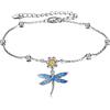 YAFEINI Cavigliere di Libellula Gioielli Regali per le Donne Ragazze Cavigliere di Fiori di Libellula in Argento Sterling 925, Cavigliere a Catena con Catena di Estensione da 2,5 Pollici