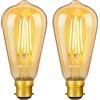 DiCUNO LED Lampadina B22 baionetta, Lampadina a filamento da 6W equivalente a 60W alogena, Bianco caldo 2200K, 660lm, Non dimmerabile, ST64 Vintage LED per lampadari e plafoniere, 2 Pezzi